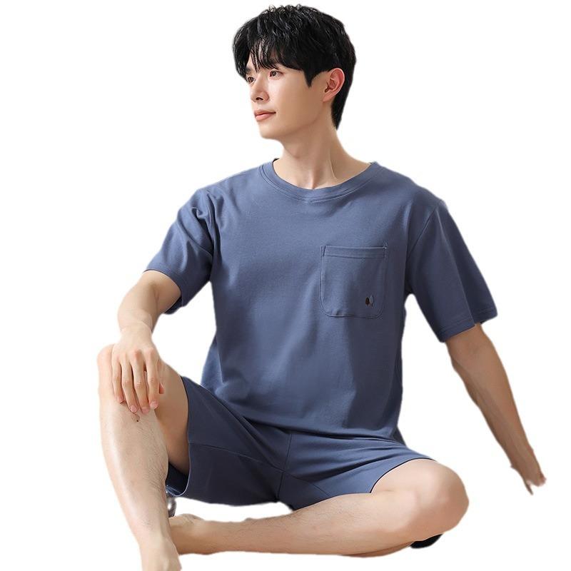 Summer Men's Pajamas Homewear Set Men's Cool Modal Summer Short-Sleeved Shorts Large Size Loose Men's Pajamas Homewear Set