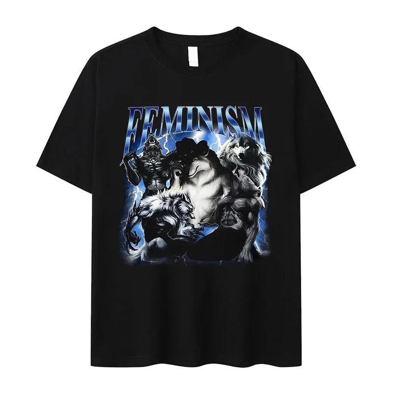 Humor Fashion Tee Funny Feminism Alpha Wolf Graphic TShirt Short Sleeve Casual Tshirts Vintage High Quality Cotton Tshirt