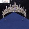 Великолепная хрустальная корона повязки на голову Королевская королева диадемы День рождения Свадебные украшения для волос Свадебная диадема Головной убор принцессы невесты