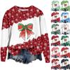 Women's Fashion Christmas Printed Long Sleeve Loose Round Neck Sweatshirt Top Fall
