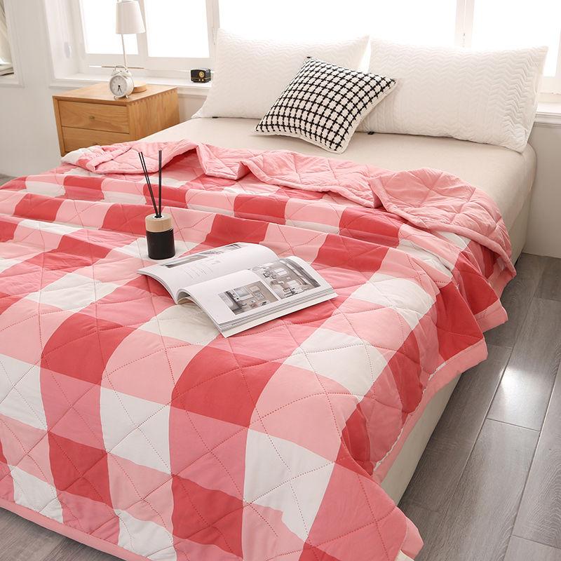 Летнее одеяло в клетку в стиле преппи, легкое одеяло с ультразвуковым тиснением, кондиционер, можно стирать в стиральной машине, всесезонное покрывало из полиэстера