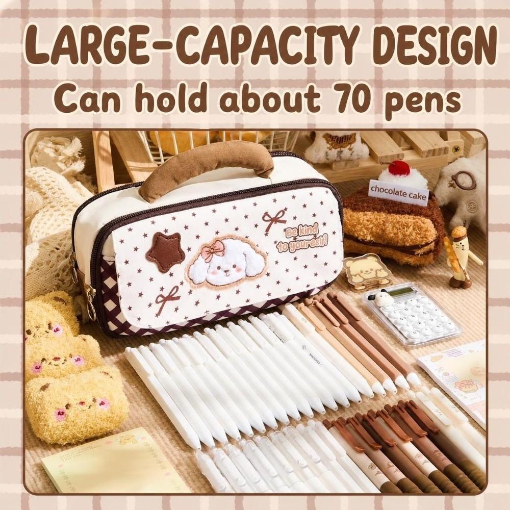 Large Capacity Pencil Case Handheld Design Storage Bag Stationery Pouch School Use