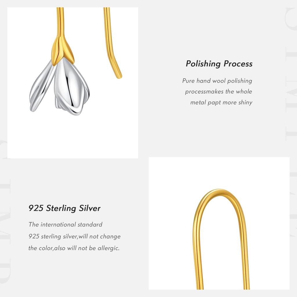 MODIAN 925 Sterling Silver Flowers Lily Charm Drop Earrings Trendy 2 Color Original Design Dangle Earrings For Women Jewelry