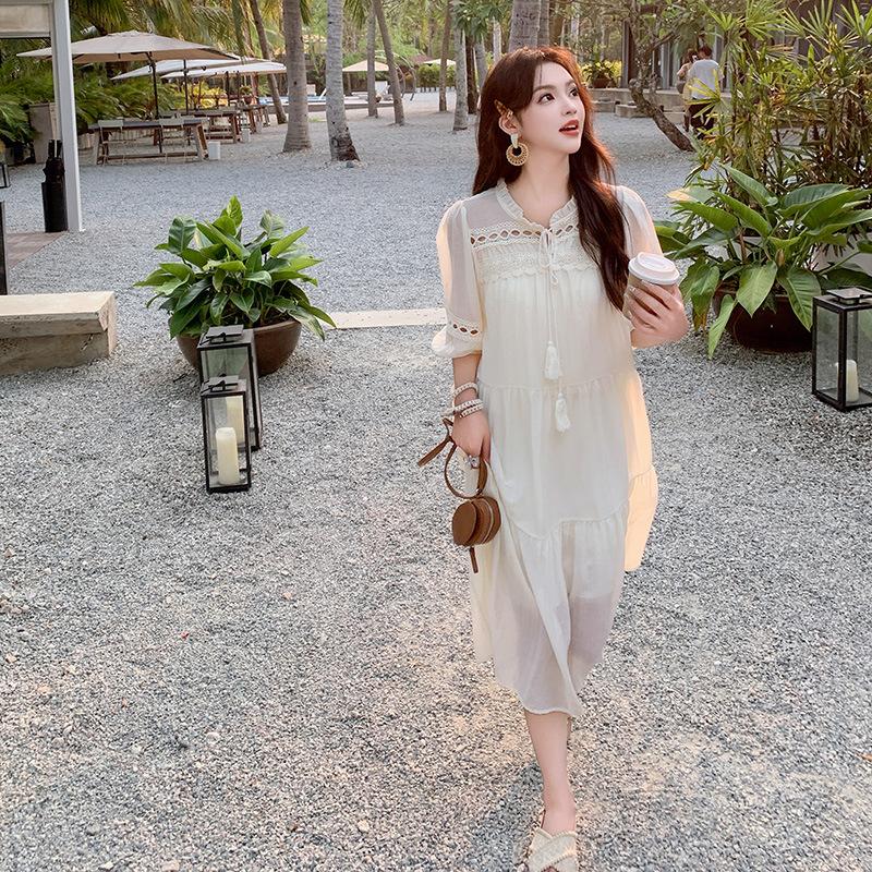 Милая повседневная пляжная юбка с бахромой, женское летнее новое платье с небольшим нежным характером