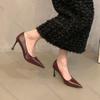 Comemore High Heels Temperament Women's Shoes 2025 New Spring Black Pointed Toe Shallow Mouth Thin Heeled Shoes Sexy Dress Pumps