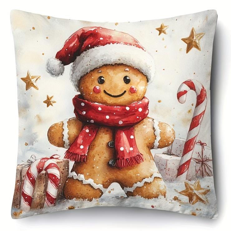 Набор мультяшных подушек в виде рождественского пряничного человечка - Декор для офиса, крыльца, двора, дивана, гостиной, улицы (Без наполнителя)