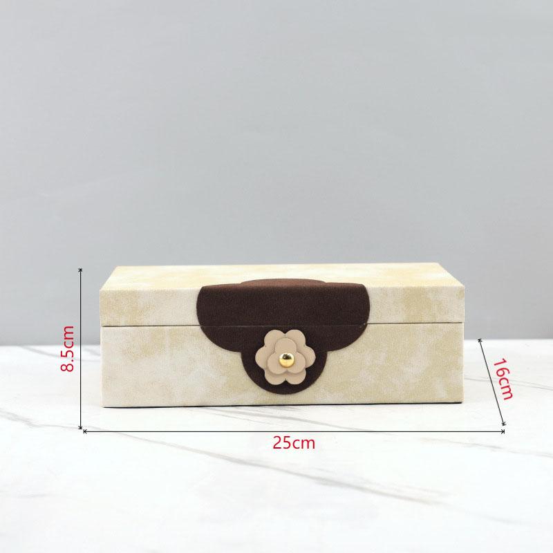 Lovely Flowers Decorative Box Leather Jewelry Boxes Rectangle Cosmetic Jars Dresser Table Desktop Exquisite Jewelry Storage Jar