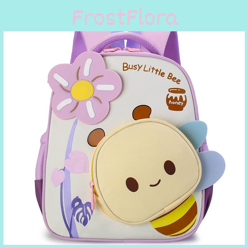 Cartoon Childrens Backpack With Small Bees And Flower Decorations For Use Daily