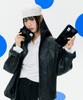 Кошелек Sweetch с молнией до середины 001 L Глянцевый черный в горошек