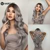 HAIRCUBE Белый Платиновый Смешанный Коричневый Синтетические Парики Длинные Волнистые Парики Из Натуральных Волос для Женщин Средняя Часть Ежедневные Термостойкие Парики