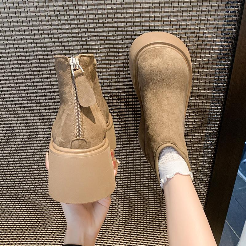 Fashion Winter Platform Thick Bottom Women Ankle Boots Height Increase Women's Shoes Female Round Toe Zippers Short Booties