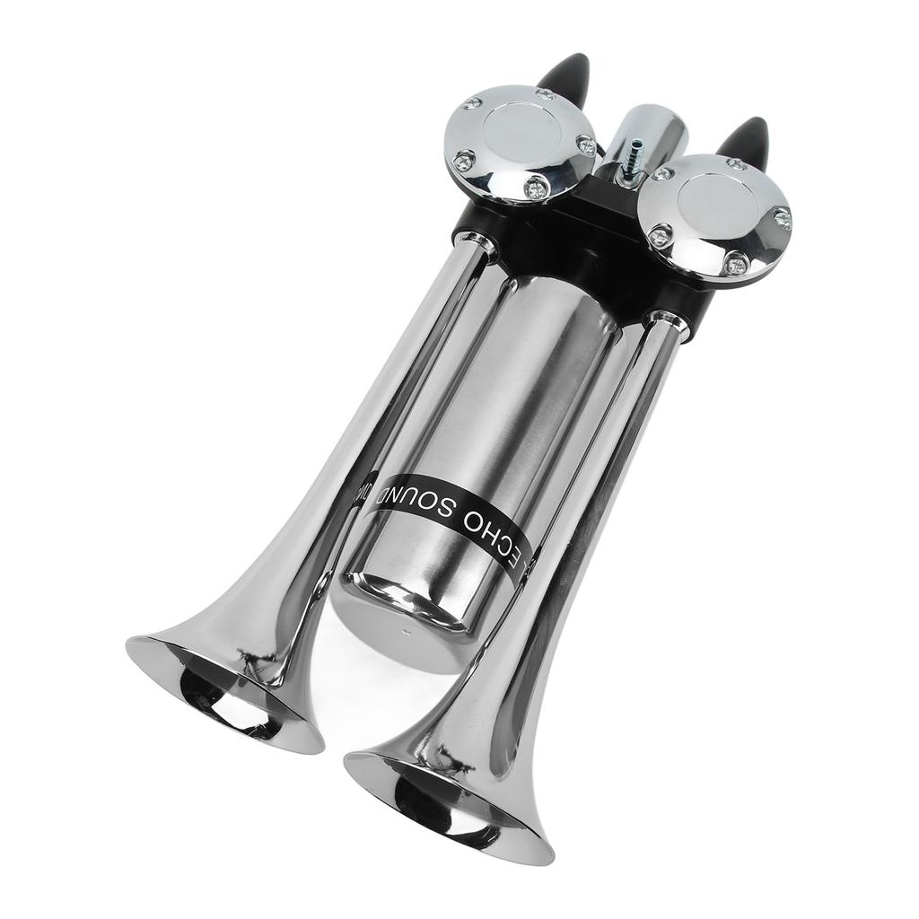 300DB Car Air Horn Zinc Alloy Chrome Plating Double Tube Loudspeaker for Train Ship SUV RV Truck Motorcycle  12V/24V Air Horn