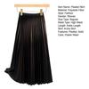 Women Pleated Skirt Elastic High Waist A-Line Long Skirt Solid Color Comfortable Fabric Versatile Skirt Daily Wear