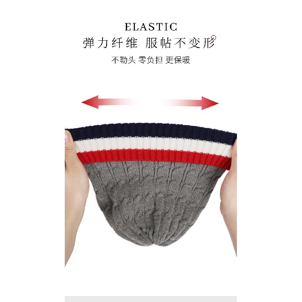 Winter hat, men's knitted hat, color-blocked design, fleece-lined and thickened for warmth, women's coral fleece-lined hat, men's hat