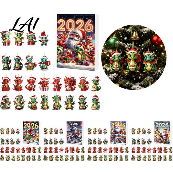 DIY Festive Scene Decor Dragon Advent Calendars 2026 24 Days Christmas Countdown Calendar with Creative 2D Acrylic Ornaments Collectible Figures for