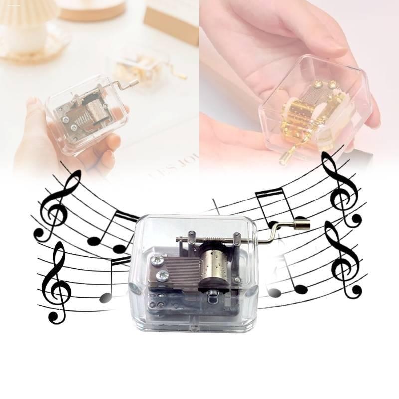 Cranked Hand Acrylic Music Box Creative Craft Ornament Toy Kids Gift Students