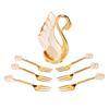 7pcs Zinc Alloy Swan Base Holder Golden 6 Teaspoons Coffee Dinnerware Set Mirror Finish Dessert Spoon Set For Bistros Bars