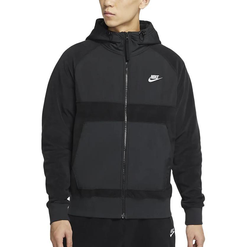 Nike Толстовки Мужские Черные С Капюшоном Умеренная Кардиган DC4114-010