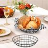 12-piece set of black wire bread baskets with 100 sheets of checkered deli paper liner – 9.65" x 6.1" x 2.2" metal fast food tray