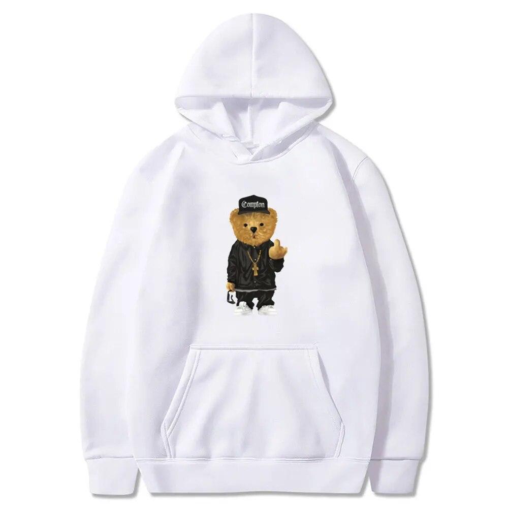 Autumn Winter Hoodies Unisexs Harajuku Toy Bear Print Hooded Sweatshirts Streetwear Hip Hop Casual Pullover Fashion Unisex Clothing