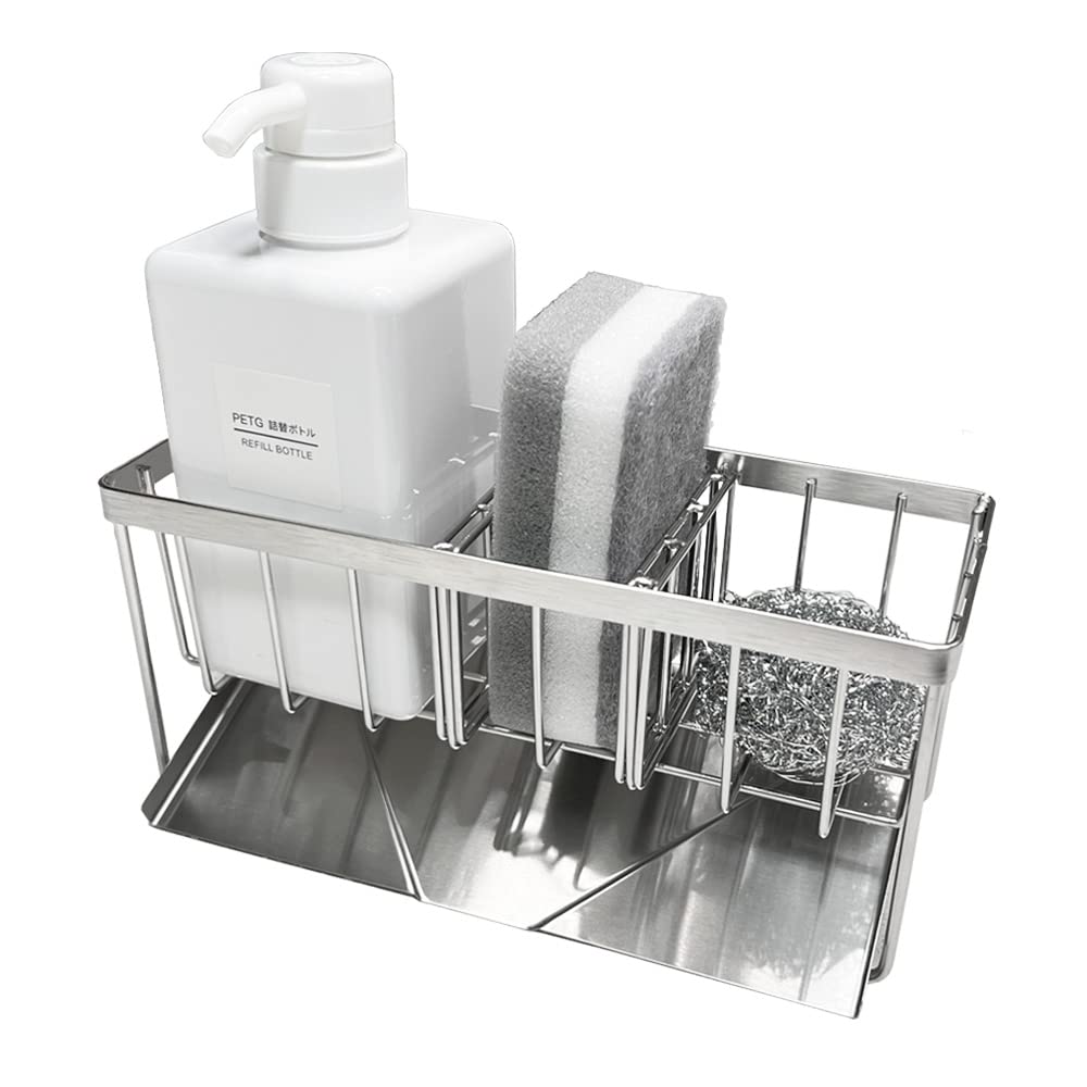 Губка для мытья полка для губки с потоком поставляется с 2 подвижными бутылками из нержавеющей стали с ржавчиной моющее средство губка для мытья полки для воды руководство по эксплуатации в комплекте