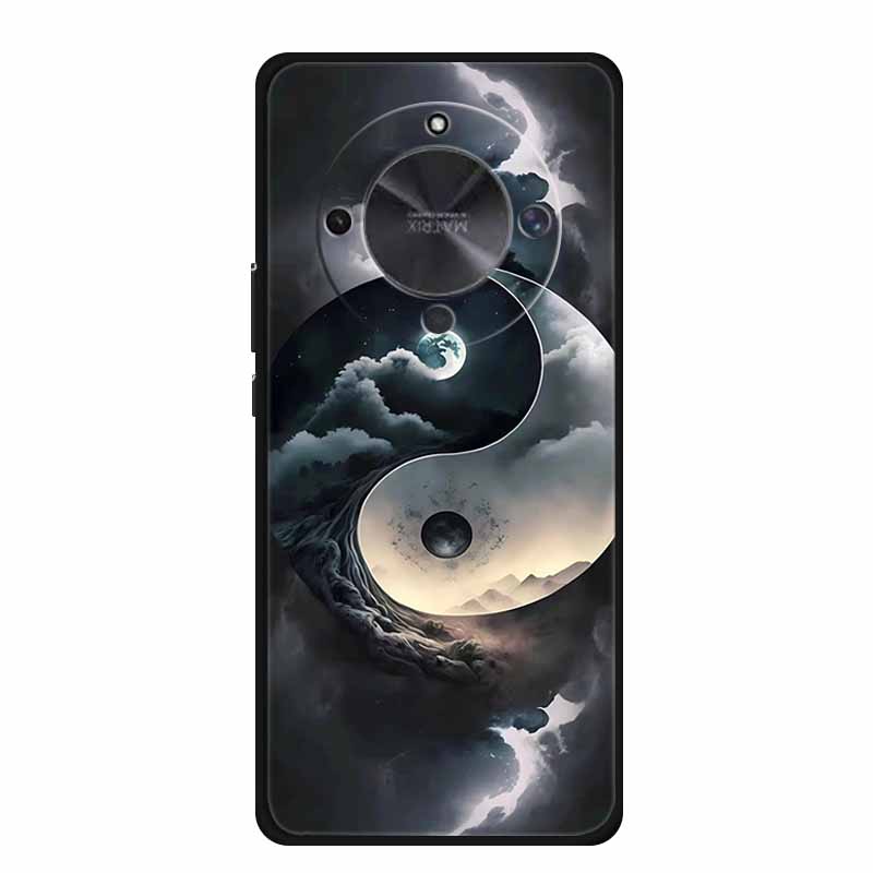 Чехол для телефона для Honor X70 5G 2025 Чехол X 70 Coque Цветы Черный Силикон Мягкая Задняя крышка для Honor X70 Чехлы HonorX70 Funda 6.79"