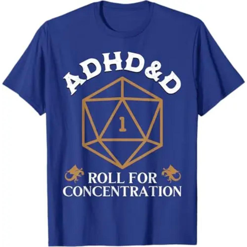 Винтажная футболка ADHD&D Roll for Concentration DnD для мужчин и женщин, RPG, геймерская графическая одежда, футболка со смешной надписью, блузки с коротким рукавом, подарок
