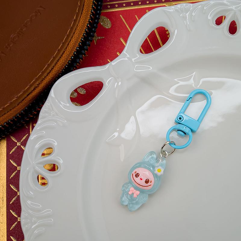 5Pcs Cartoon Kawaii Flower Labubu Keychain Pendant  Funny Car Keyring Exquisite Cute Backpack Decoration Accessories Gift