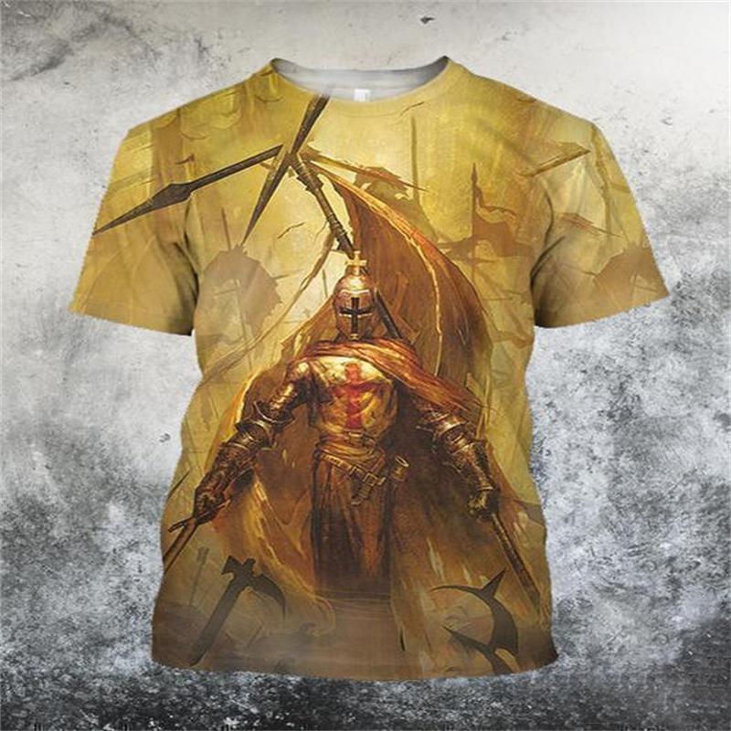 Templar Knight Graphic Vintage T-Shirt The Armor 3d Print Boys Kids Cosplay Clothing Funny Tshirts Streetwear O Neck Tops Male