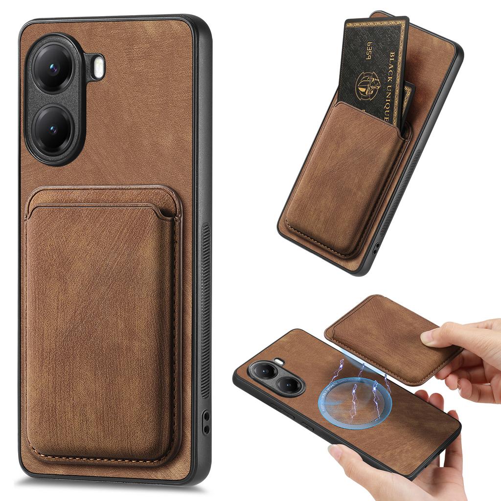 For Xiaomi Redmi Turbo 4 5G Magnetic Case Leather Back Cover with Detachable Card Holder