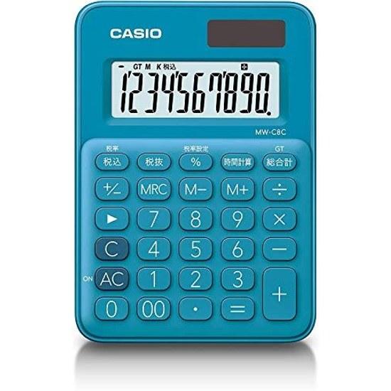 Casio Colorful Calculator Lake Blue 10-Digit Mini Just Type MW-C8C-BU-N