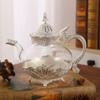 Elegant Alloy Glass Coffee Pot, Sugar Cup, European Style, Exquisite Hollow Carved, Household Pot, Ornaments
