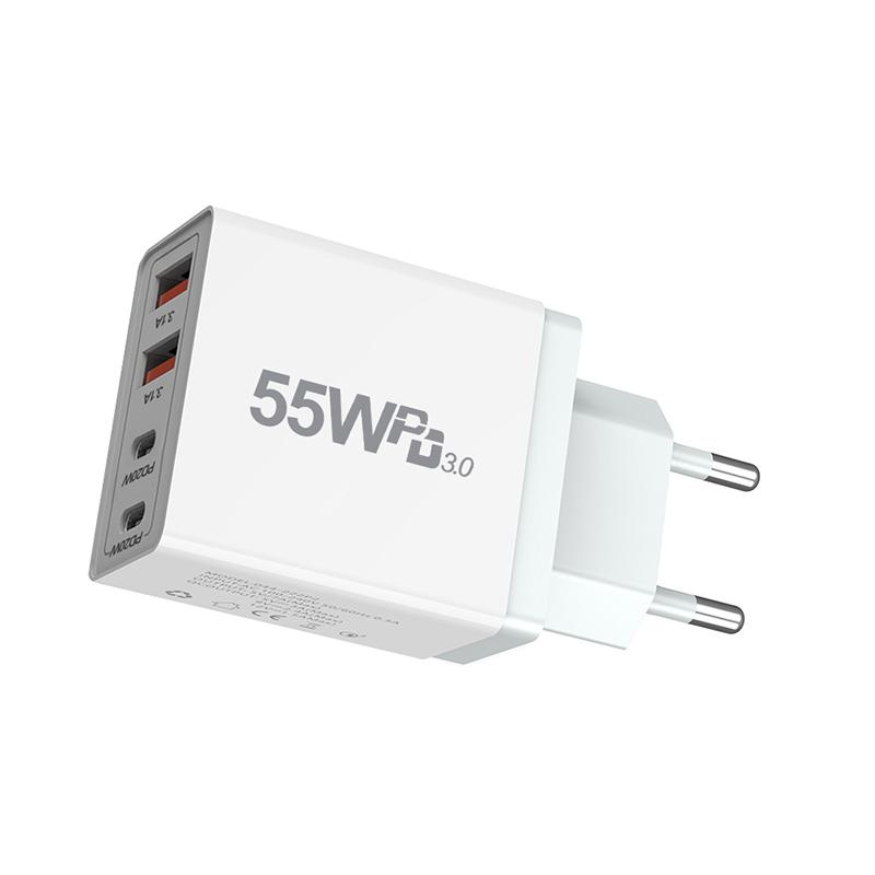55 Вт GaN USB-зарядное устройство Быстрая зарядка EU/US/UK/AU Вилка Адаптер для зарядки телефона Для iPhone Xiaomi Samsung QC 3.0 Type C PD Настенное зарядное устройство
