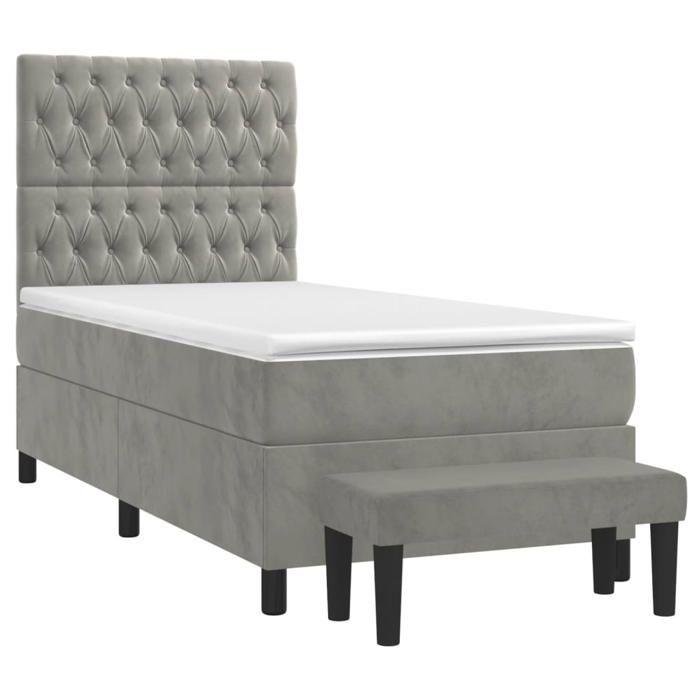 Maison Exclusive - Sommier à lattes de lit et matelas Gris clair 80x200 cm Velours