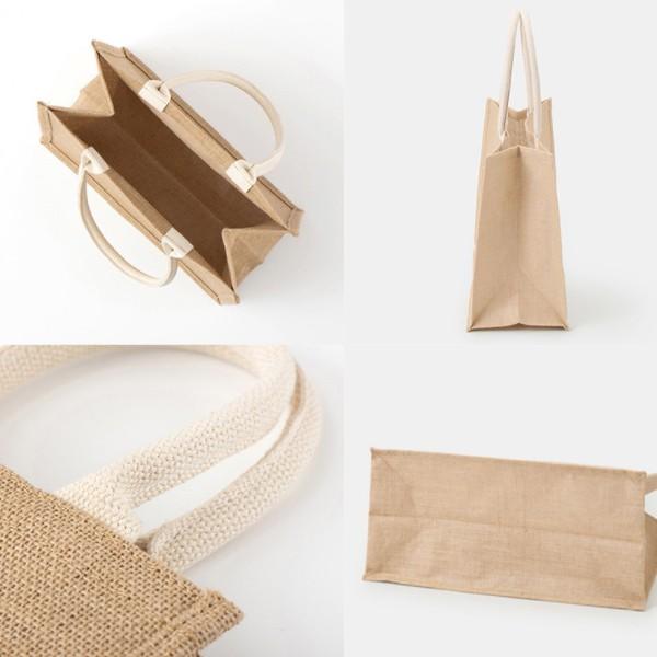 Eco Friendly Reusable Jute Bag Waterproof Interior Burlap Tote Bags Natural Linen Bags with Soft Cotton Handles and Laminated Interior