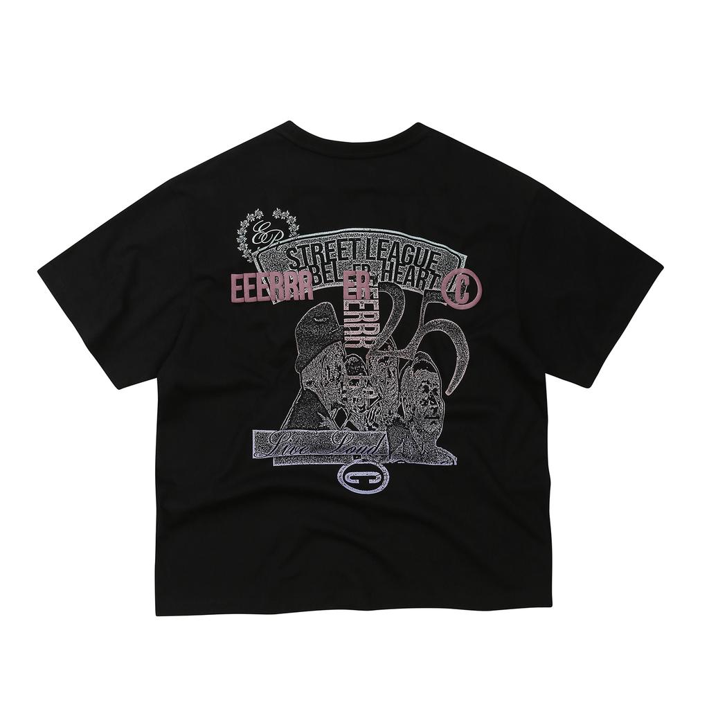 EEERRR Street League Gradient Artwork Logo Over-Crop Fit T-Shirt (Black)