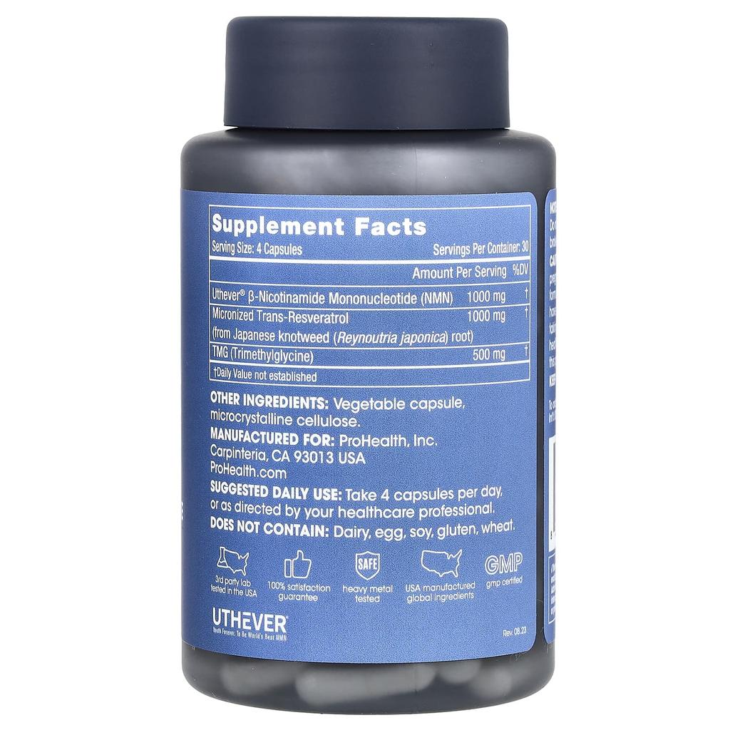 ProHealth Longevity NMN Pro Complete, 2,500 Mg, 120 Capsules (625 Mg Per Capsule)