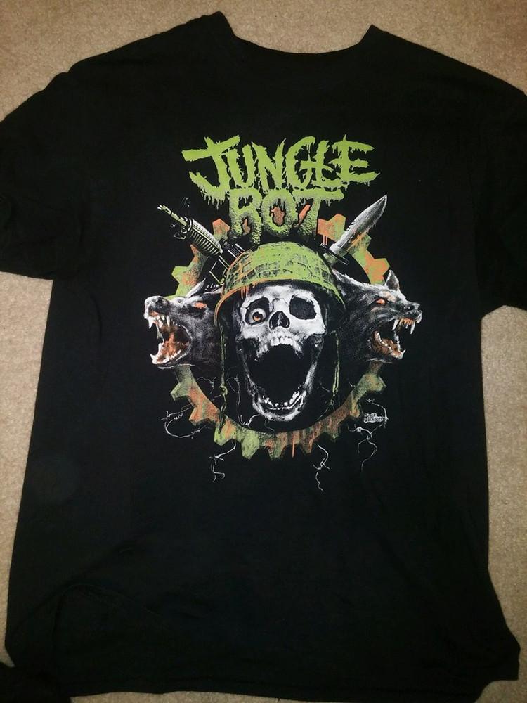 Jungle Rot Band Музыкальный Тур Черная Хлопковая Футболка с Коротким Рукавом Унисекс UB137 Футболка Унисекс