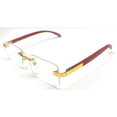 Роскошные мужские очки ЗОЛОТАЯ дерево/металлическая оправа Безободковые очки 54-18-140 Cart-4 INTR JL166604480434