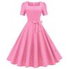 2021 New Casual Short-Sleeved Polka Dot Dress with Belt