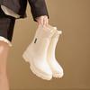 Women's Elastic Mid-Calf Waterproof Fashion Rain Boots - Wear-Resistant, Non-Slip, Height-Increasing, Solid Color.