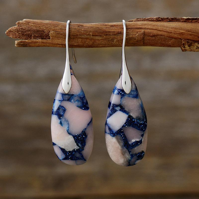 Bohemian Emperor Stone Water Drop Pendant Earrings European and American Popular Ins Jewelry