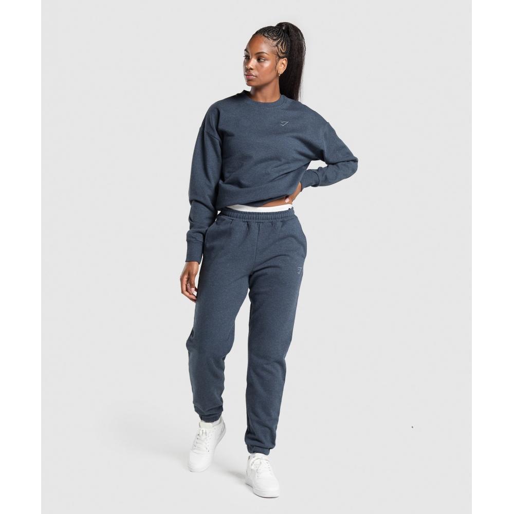 Gymshark Rest Day Sweats Oversized Crew Bros Indigo Blue Marl B8a7a Uc0d