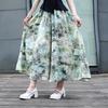 Крутые брюки-кюлоты из ледяного шелка, юбка, брюки с широкими штанинами, новая юбка с завышенной талией, ниспадающая, в стиле ретро, с принтом в виде чернил
