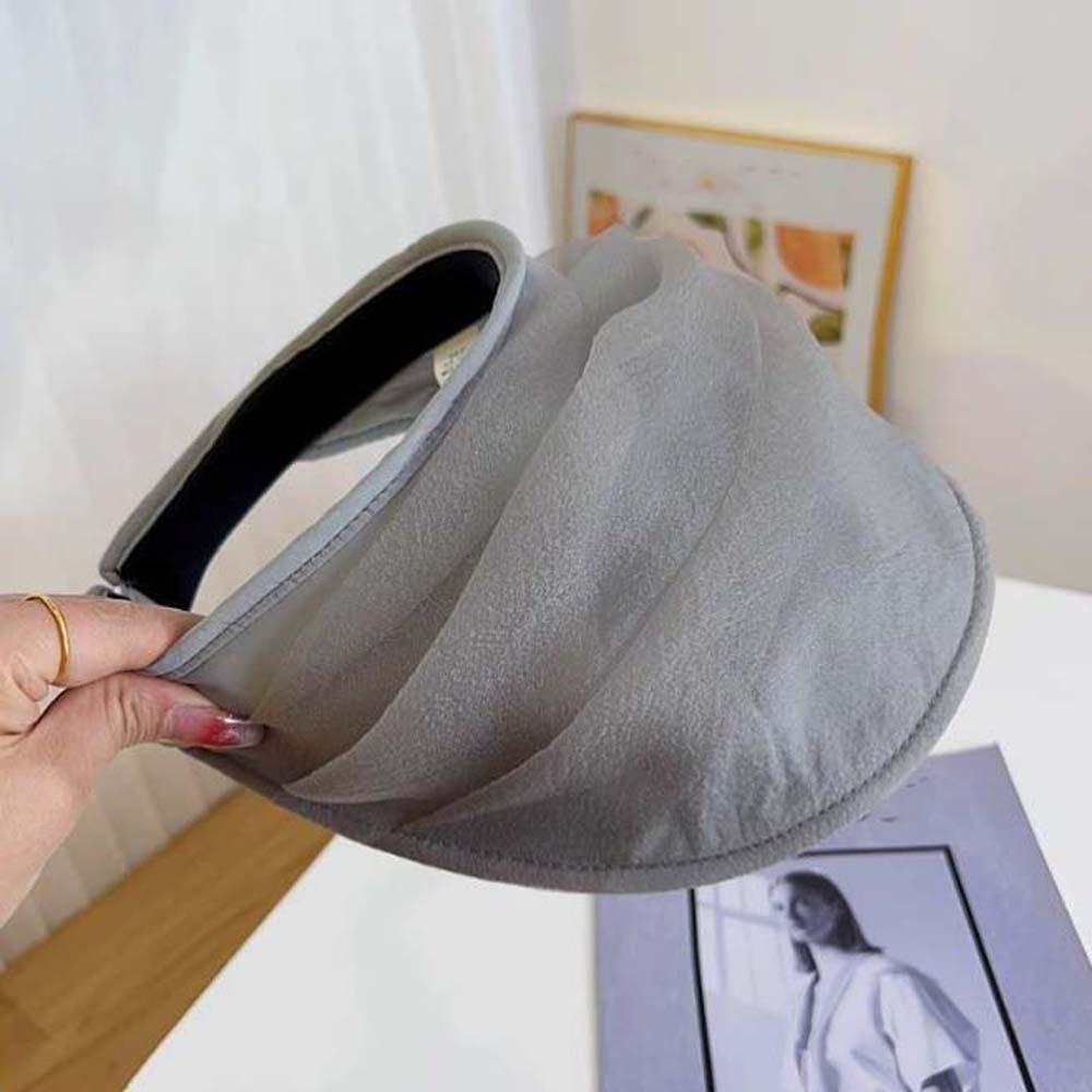 Solid Color Folding Sunshade Hat Portable Sunscreen Empty Top Hat Wide Brim Visor Caps Vacation