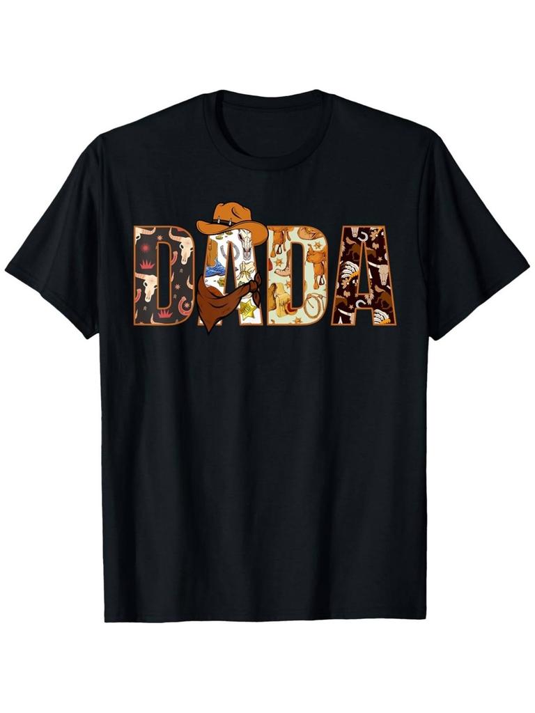 Dada Dad Mom Birthday Boy Western Rodeo Family Matching TShirts Soft Breathable Casual Round Neck Sh