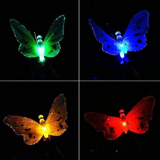 46011 LED Solar Optic Butterfly Dragonfly Power Fibre String Light Garden Decor