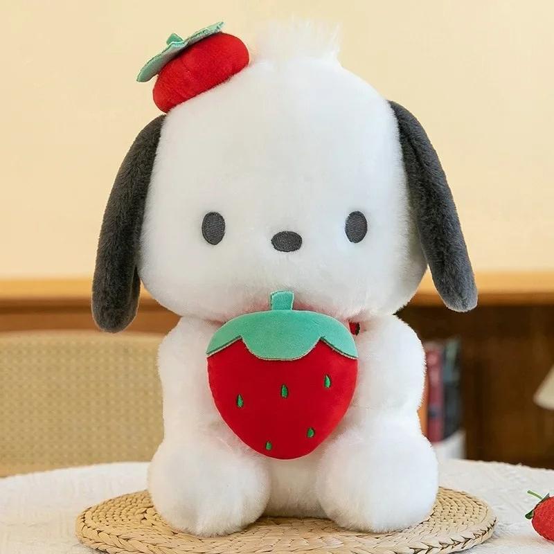 25cm Kawaii Melody Doll Cinnamon Dog Hugging Strawberry Stuffed Plush Toy Cartoon Anime Plush Doll Sleeping Pillow