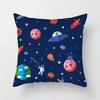 Cartoon Astronaut & Rocket Spaceship Pillow Cover Decor Space Theme Cushion Case for Sofa Bedroom, Galaxy Print  Pillow Cover