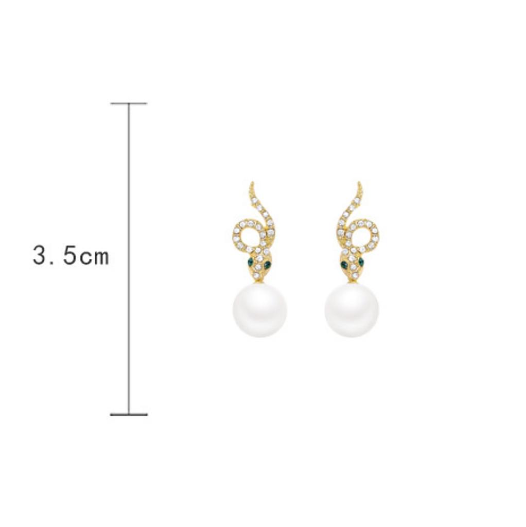 Легкие роскошные усовершенствованные ощущения супер сверкающие серьги в форме змеи с имитацией жемчуга для женщин